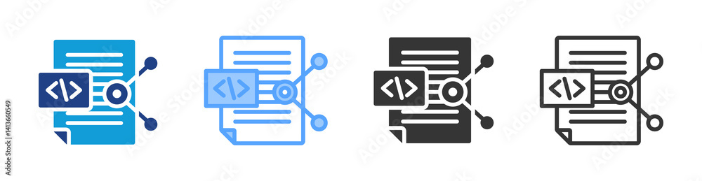 Aufkleber share code icon set multiple style collection