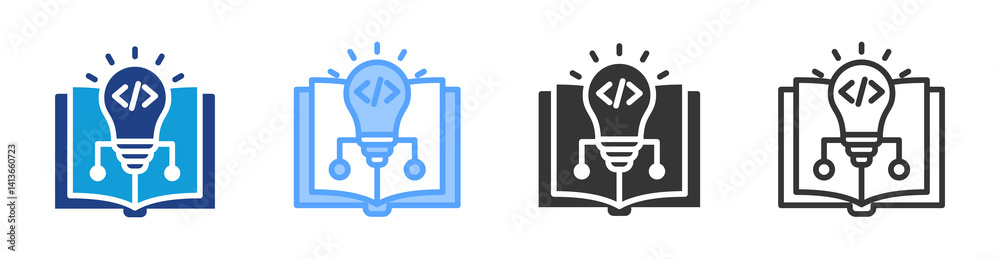 Poster Theory Code icon set multiple style collection