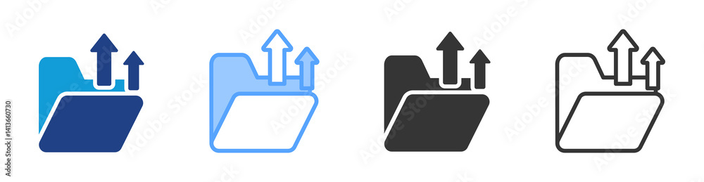Poster File Upload icon set multiple style collection