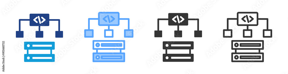 Poster Data Code icon set multiple style collection