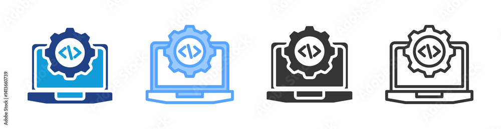 Poster Algorithm icon set multiple style collection