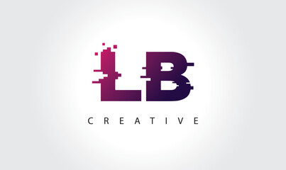 Obraz premium Digital Glitch LB Letter Logo | Modern Creative Branding Design | Technology Business Identity