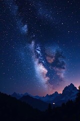 Naklejka premium Dark night sky with stars and galaxy in the background, starry night, cosmos, galaxy