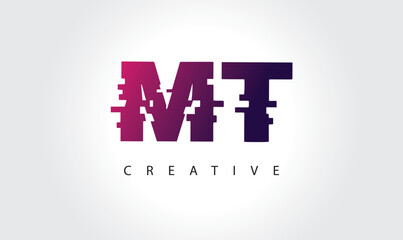 "Digital Glitch MT Letter Logo | Modern Creative Branding Design | Technology Business Identity"