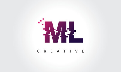 "Digital Glitch ML Letter Logo | Modern Creative Branding Design | Technology Business Identity"