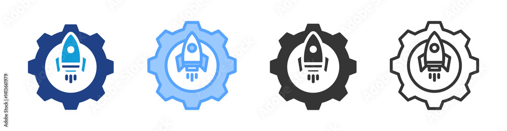 Poster Start Up icon set multiple style collection