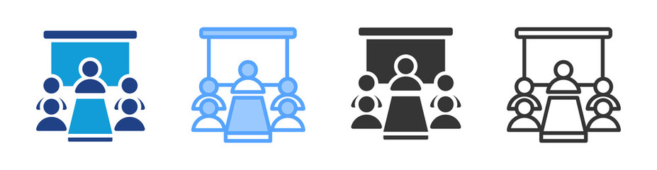 Meeting Room icon set multiple style collection