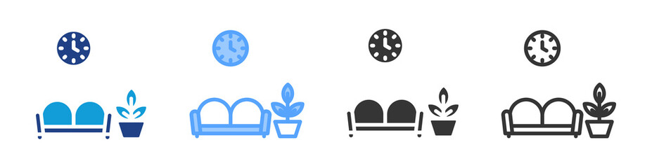 Waiting Area icon set multiple style collection
