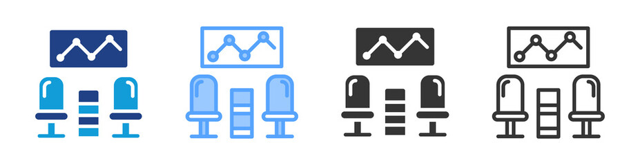 Work Booth icon set multiple style collection