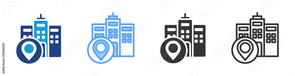 Aufkleber location icon set multiple style collection