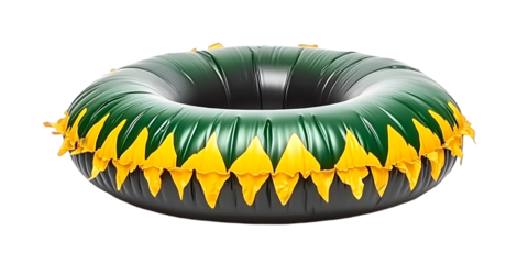 Isolated Illustration of a Green and Yellow Inflatable Ring on Black Background
