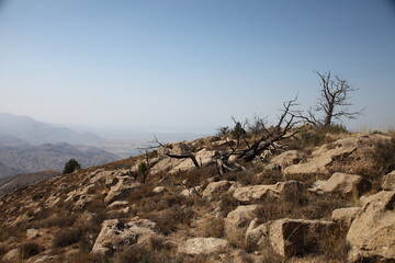 Mountains in the desert, aerial view. Turkmenistan, Iran border