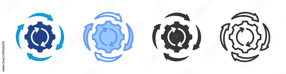 Aufkleber Process Management icon set multiple style collection
