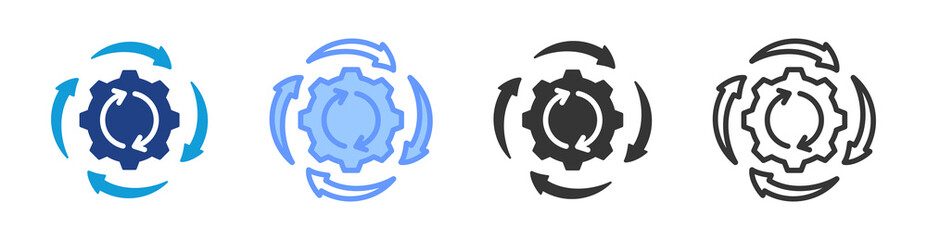 Process Management icon set multiple style collection