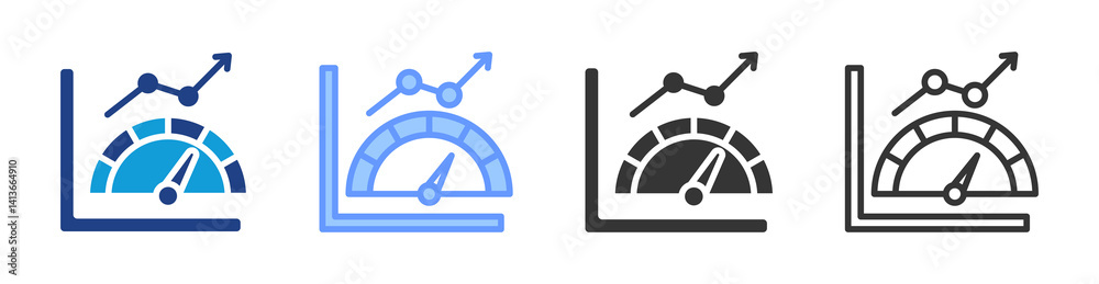 Poster Performance Metrics icon set multiple style collection