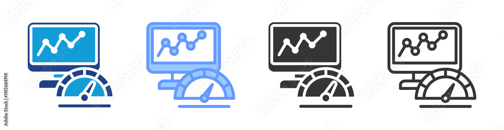 Poster Performance Tracking icon set multiple style collection