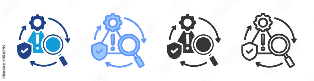 Poster risk management icon set multiple style collection