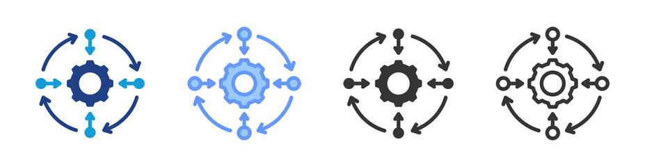 Process Integration icon set multiple style collection