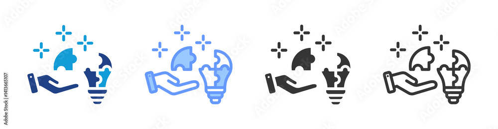 Poster Problem Solving icon set multiple style collection