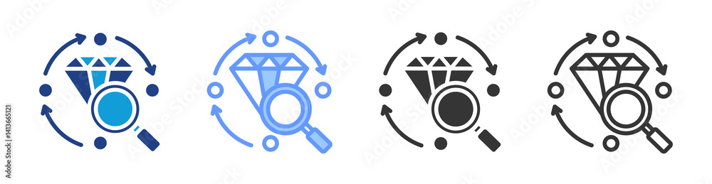 Poster Value Stream Analysis icon set multiple style collection
