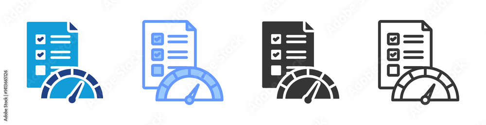 Poster Performance Reporting icon set multiple style collection