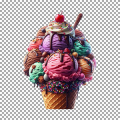 A delicious ice cream cone, Enticing Ice Cream Cone with Colorful Sprinkles on transparent background, png, psd
