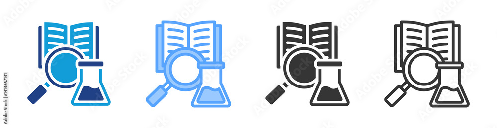 Poster scientific studies icon set multiple style collection