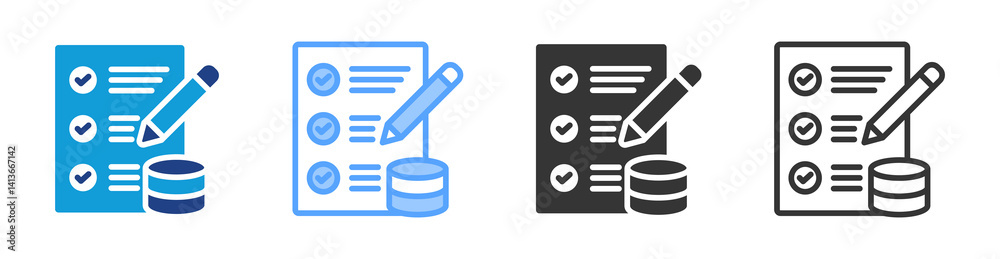 Poster Evaluation Data icon set multiple style collection