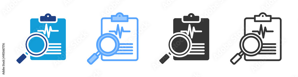 Poster diagnosis icon set multiple style collection