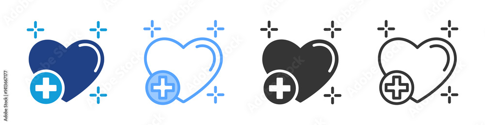 Poster treatment icon set multiple style collection