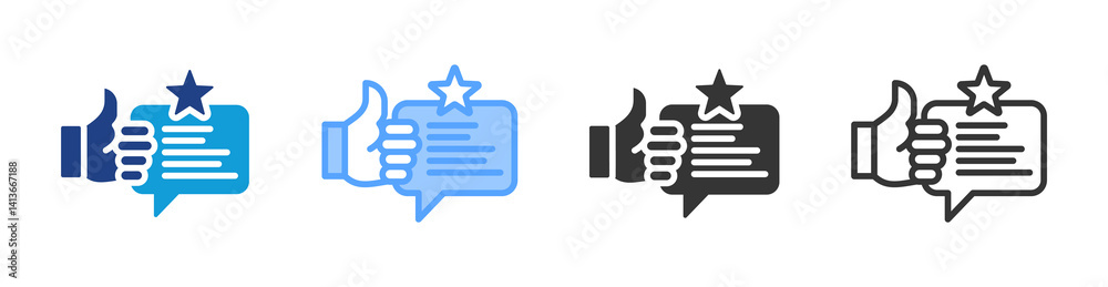 Poster review icon set multiple style collection