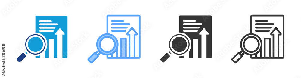Aufkleber Analyze Data icon set multiple style collection