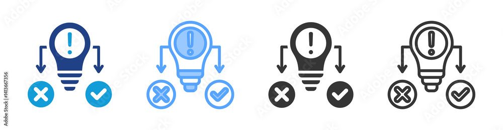 Poster hypothesis icon set multiple style collection