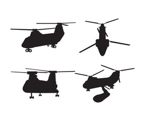 PrintCh-46 helicopter aircraft silhouette;  Ch-46 Helicopter Aircraft silhouette; isolated vector illustration digital download; EPS, 