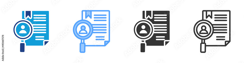 Poster Case Study icon set multiple style collection
