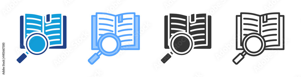 Aufkleber research topic icon set multiple style collection