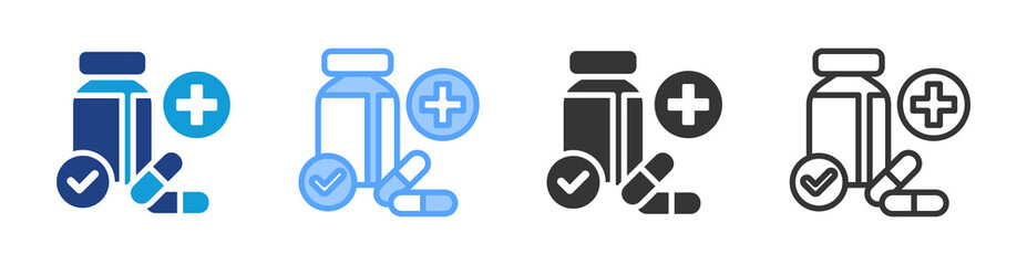 Pharmacy icon set multiple style collection