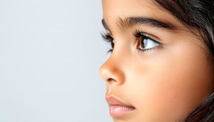 Naklejka premium Serene Biracial Child Portrait Close Up