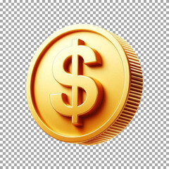 Golden Coin with $ Symbol for In-Game Currency on transparent background, png, psd
