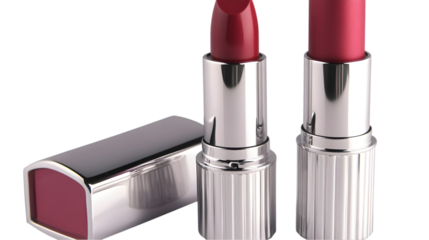 Isolated Photo of Three Red Lipsticks on Transparent Background