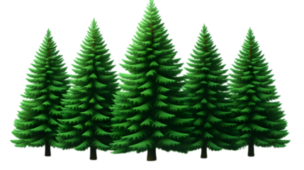 Isolated Realistic Image of Lush Green Pine Trees on a Transparent Background