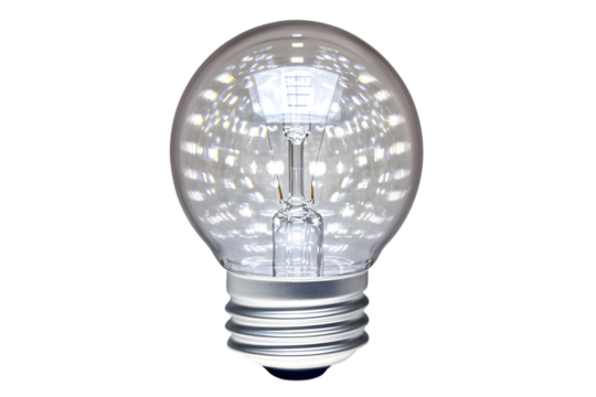 Isolated Realistic Photo Of A Glowing Clear Bulb On Transparent Background