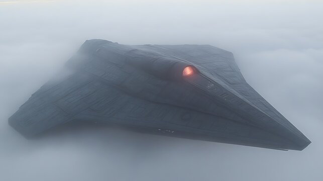 Stealth aircraft emerges from clouds. - Powered by Adobe