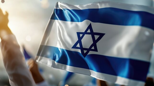 Honor of independence: Yom Haatzmaut, jewish tradition, israel emblem, national celebration, vibrant festivity, proud citizens, collective joy, patriotic unity, symbolic representation.