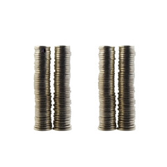 Isolated Stacks of Shiny Coins on Transparent Background Photo