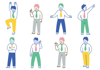 Set of various poses of company employees_color