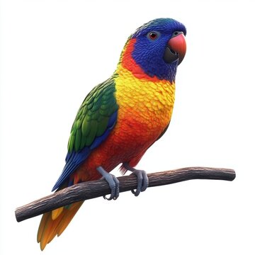 Vibrant parrot perched on branch colorful bird stock photo high resolution image perfect for pet websites social media posts and educational materials