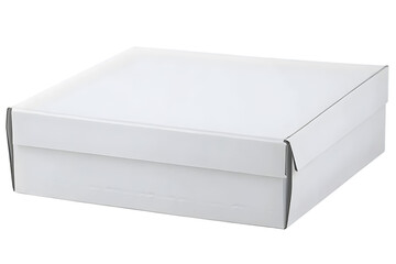 Isolated White Box with Lid for Product Packaging on Transparent Background
