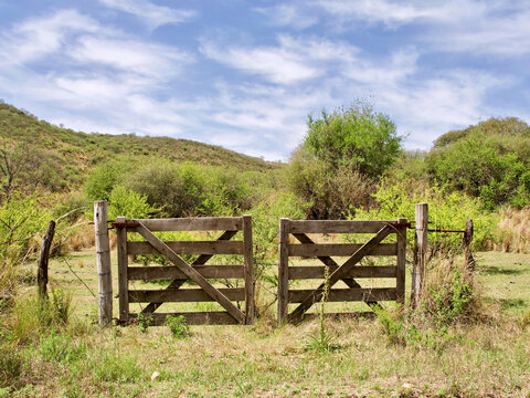 Argentina, Cordoba Province. Fence in the countryside.