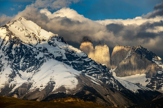 Torres del Paine and clouds, Chile